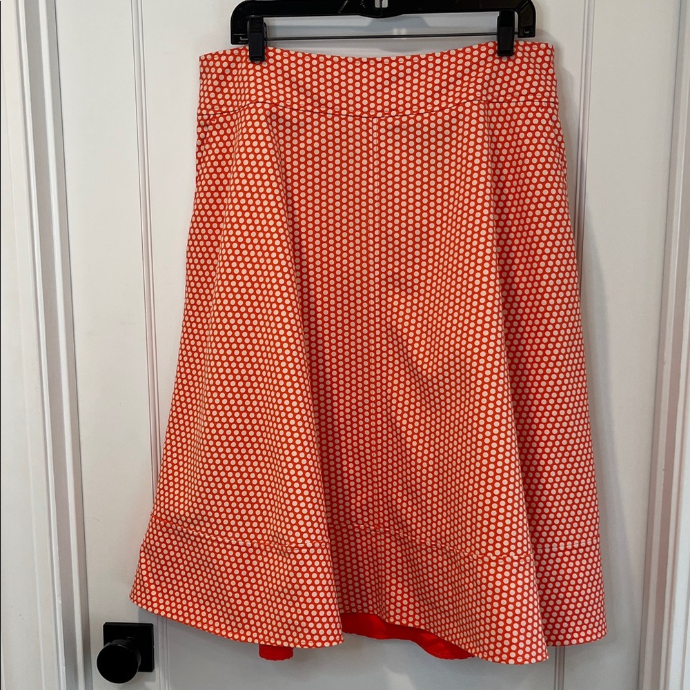 Lane Bryant Coral/Orange White Polka Dot A-Line Skirt The Modernist Collection